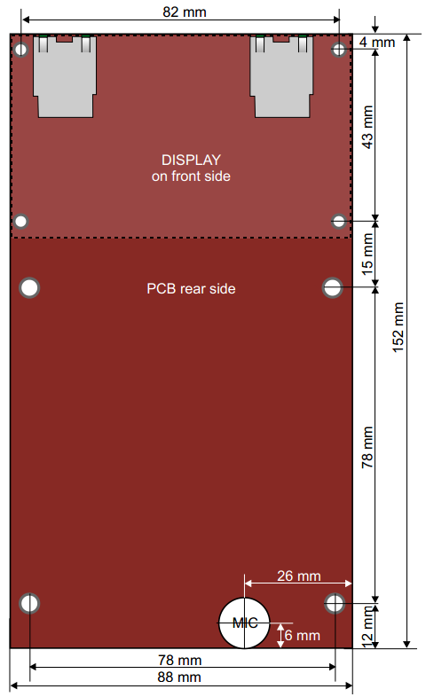 IP Master Station Kit PCB Dimensions