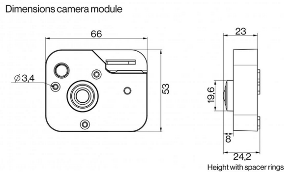 TKIV+ Camera Module dimensions